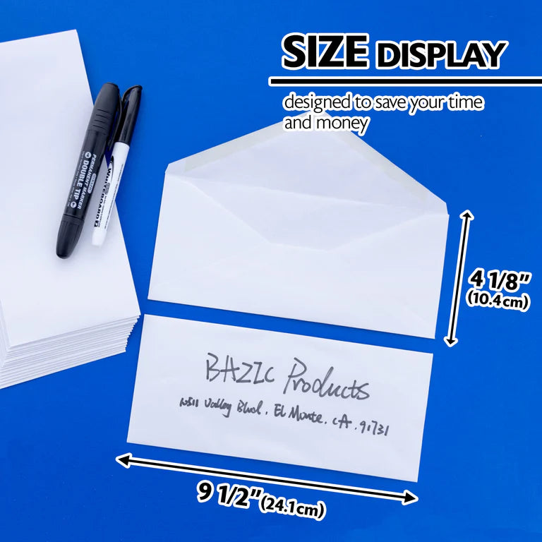 BAZIC #10 White Envelopes w/ Gummed Closure