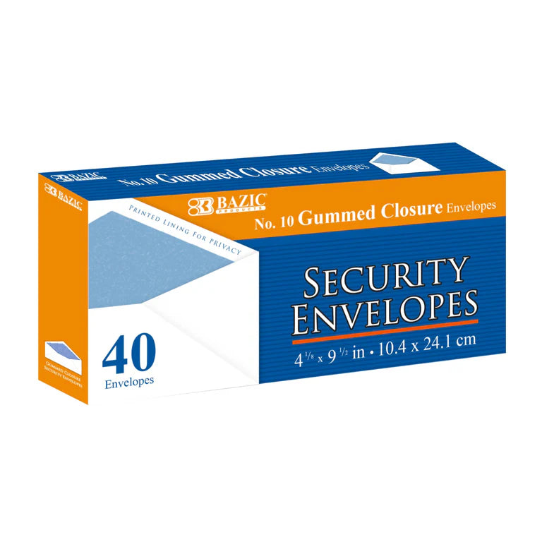 BAZIC #10 Security Envelopes w/ Gummed