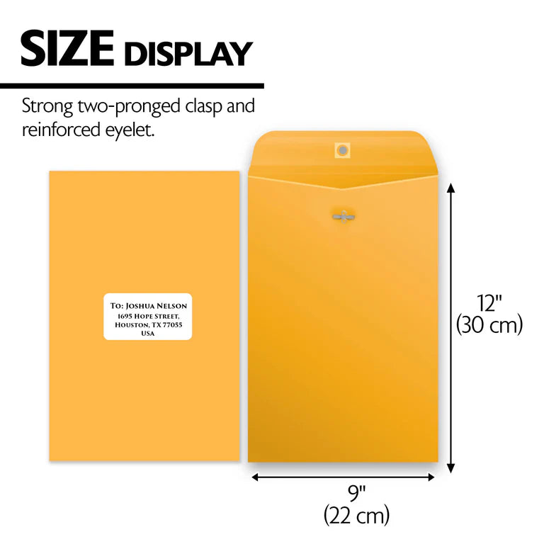 BAZIC 9" X 12" Clasp Envelope (4/Pack)