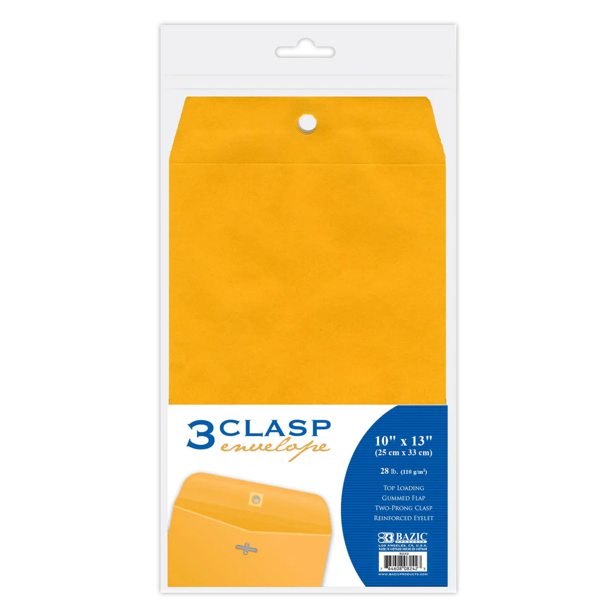 BAZIC 10" X 13" Clasp Envelope (3/Pack)