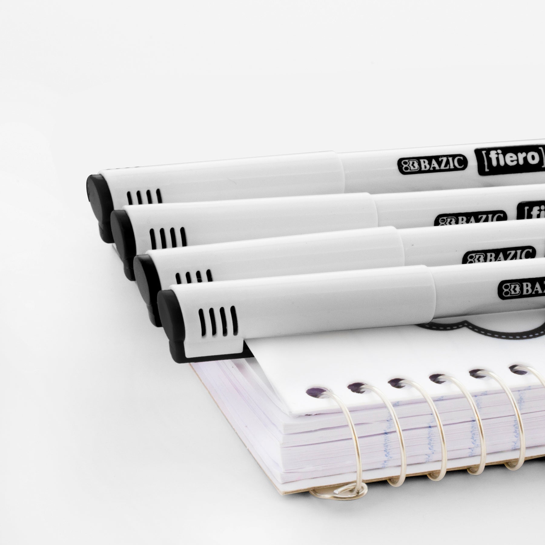 BAZIC Fiero Black Fiber Tip Fineliner Pen (4/Pack)