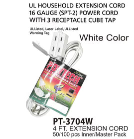 White UL Extension Cord (4 ft.)