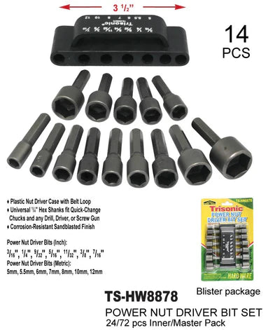 Power Nut Driver Bits Set
