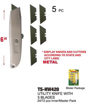 Metal Utility Knife w/ 5 Blades