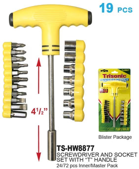 Screwdriver & Socket Set w/ "T" Handle