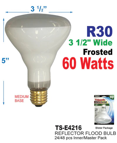 R30 Frosted Reflector Flood Bulb (60 Watts)