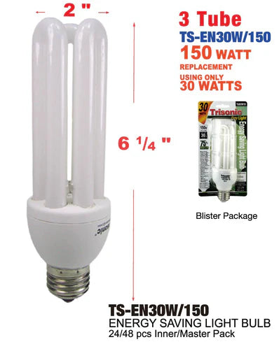 3 Tube Energy Saving Daylight Bulb (30W/150W)
